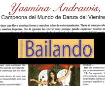 Reportaje en Bailando la revista especializada en danza sobre la Danza Oriental y Yasmina Andrawis