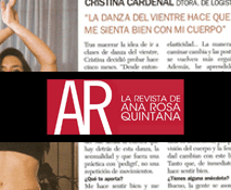 Reportaje en AR de Ana Rosa Quintana la revista  de tendencias y moda ar, donde entra en profundidad en lo beneficios de la danza oriental, teniendo a El Karnak como centro de referencia