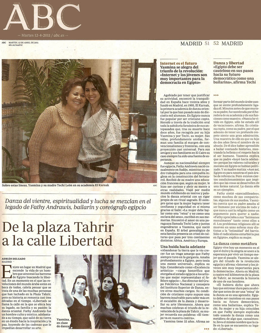 Yasmina Andarwis y El Karnak en periodico ABC